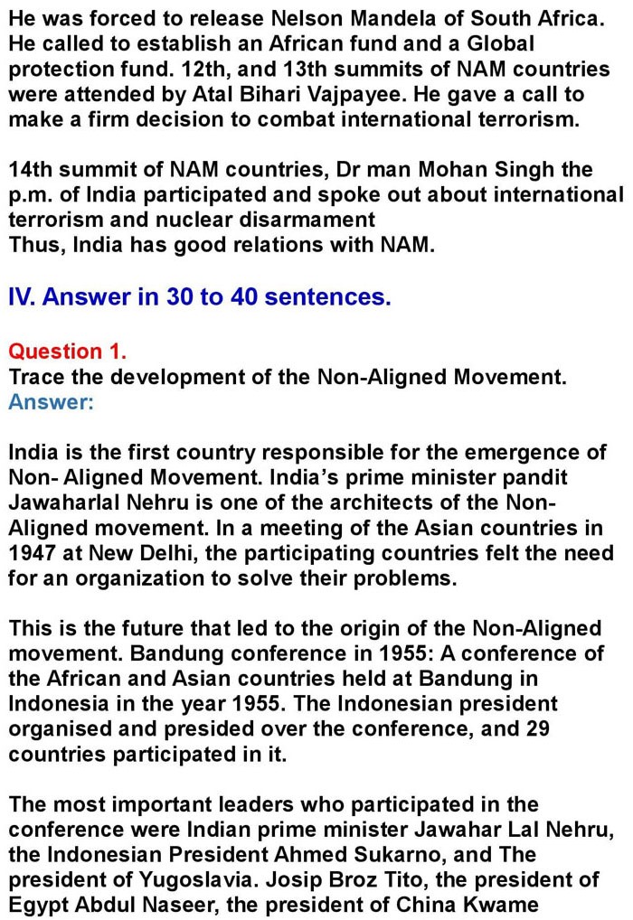 1st PUC History Chapter 12: Non-Aligned Movement-Emergence of the Third world