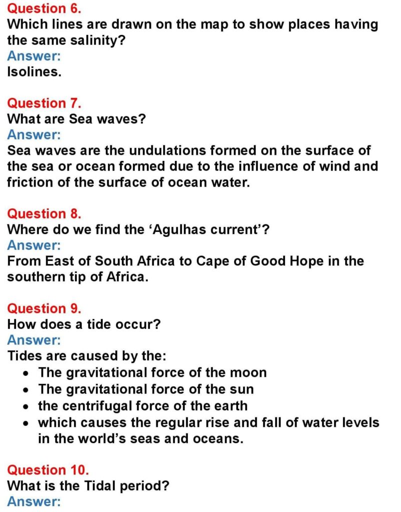 1st PUC Geography, Chapter 6: Hydrosphere
