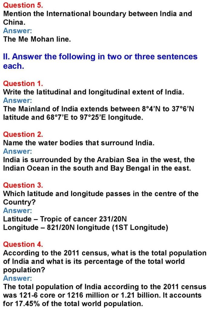 1st PUC Geography, Chapter 8: India