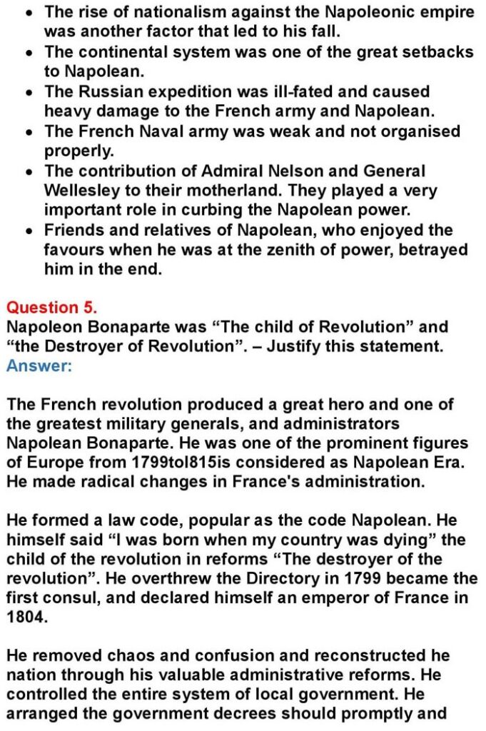 1st PUC History Chapter 9: Napoleon and Rise of Nationalism