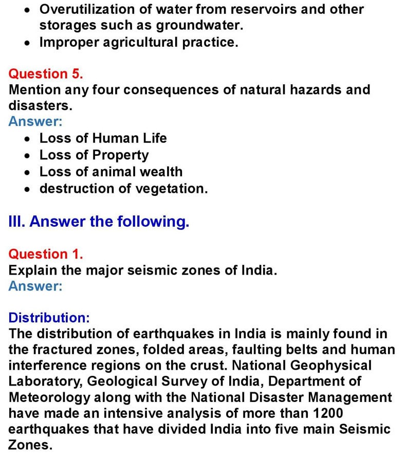 1st PUC Geography Chapter 11: Natural Hazards and Disasters