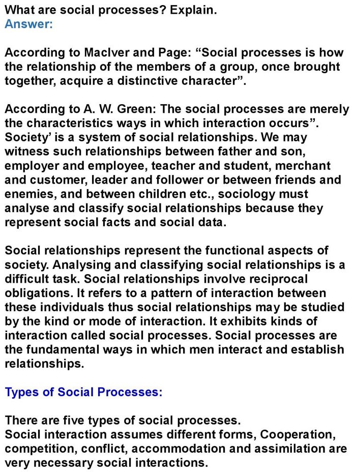 1st PUC Sociology Chapter 3: Social Process : Social Process