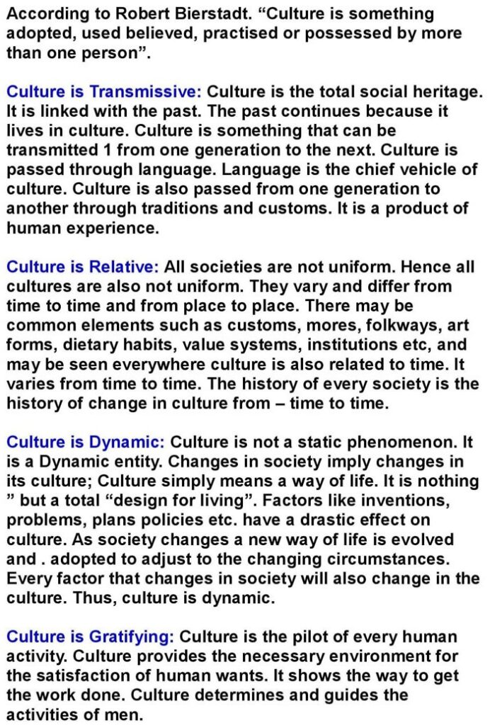 1st PUC Sociology, Chapter 4: Culture and Socialization