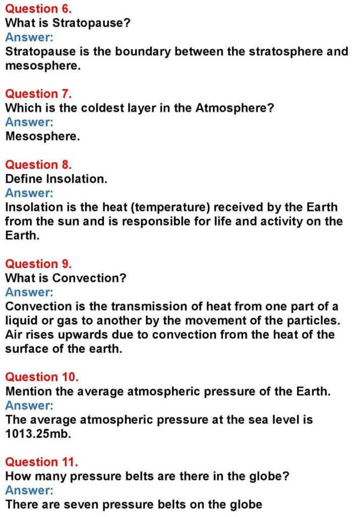 1st PUC Geography Chapter 5: Atmosphere