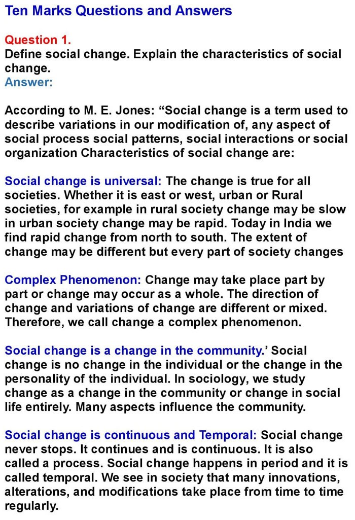 1st PUC Sociology, Chapter 6: Social Change
