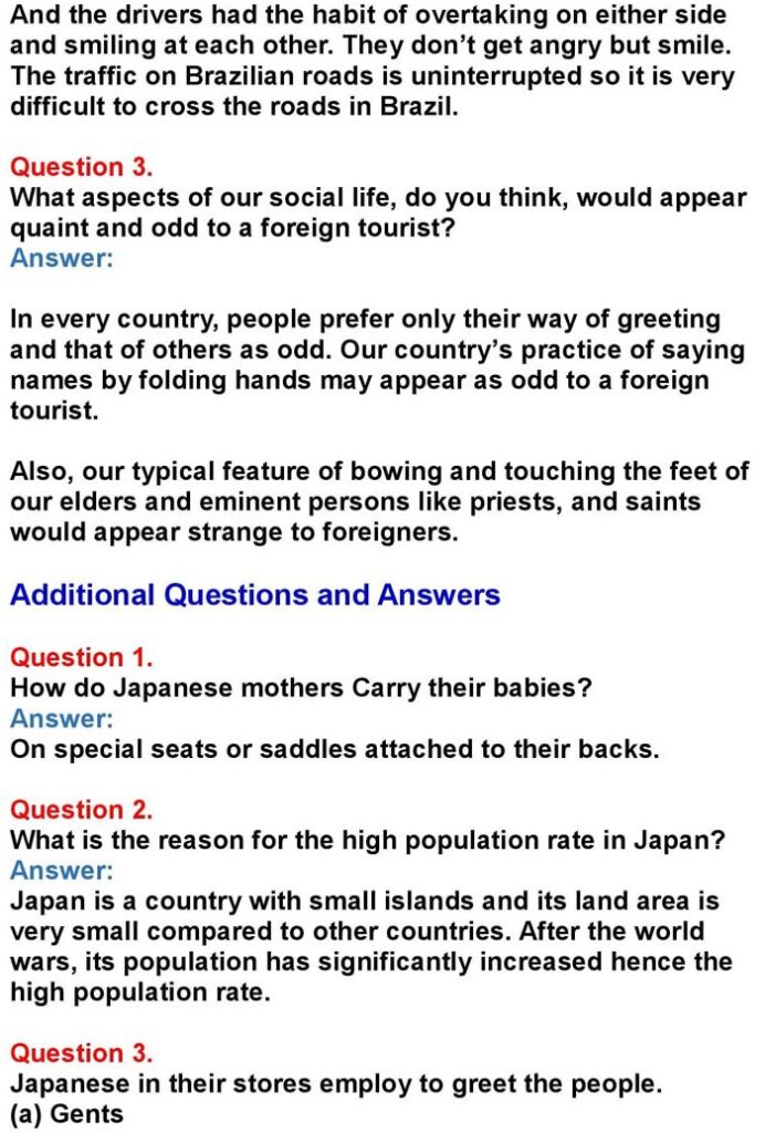 2nd PUC English Chapter 11: Japan and Brazil Through A Traveller’s Eye (George Mikes)