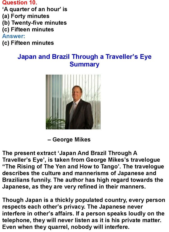 2nd PUC English Chapter 11: Japan and Brazil Through A Traveller’s Eye (George Mikes)