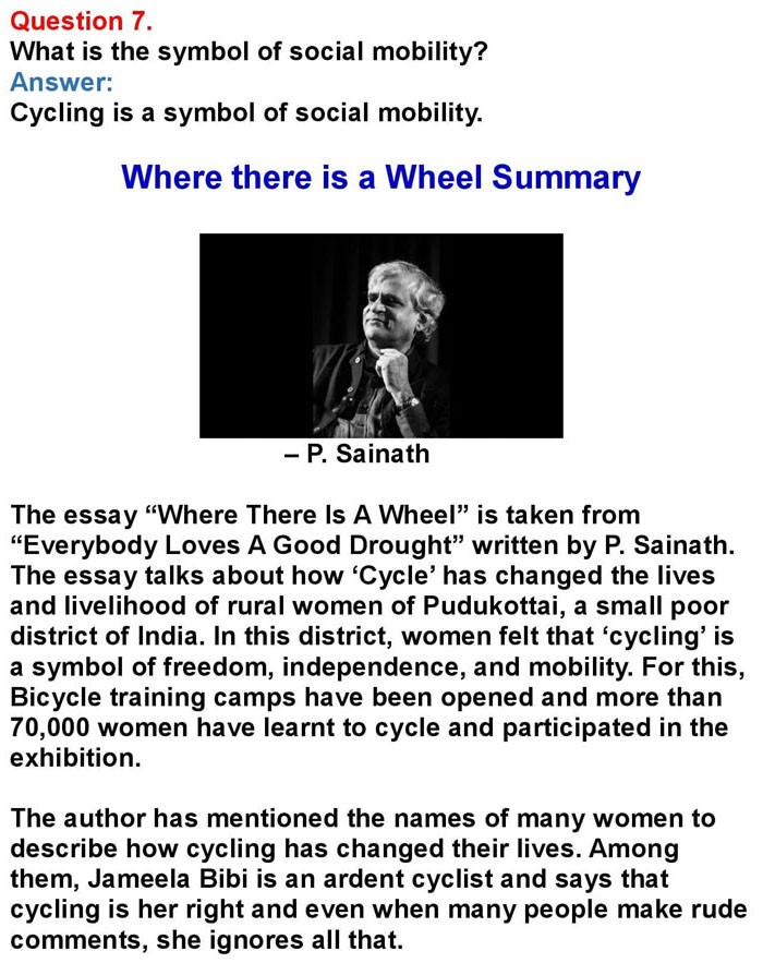 2nd PUC English Chapter 13: Where There Is A Wheel (P Sainath)