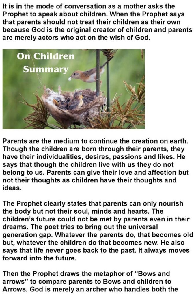 2ND PUC ENGLISH Chapter 3: On Children (Kahlil Gibran)
