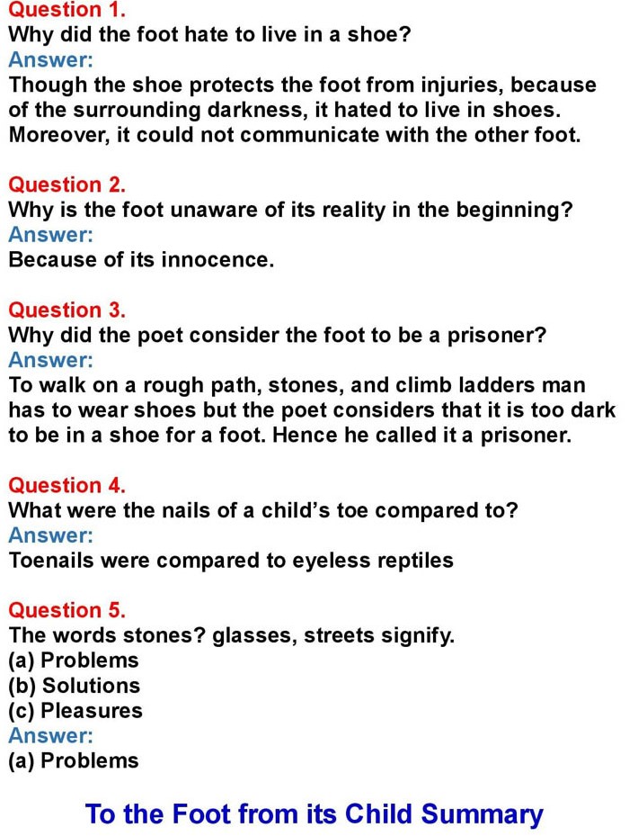2nd PUC English Chapter 8: To the Foot From its Child (Pablo Neruda)