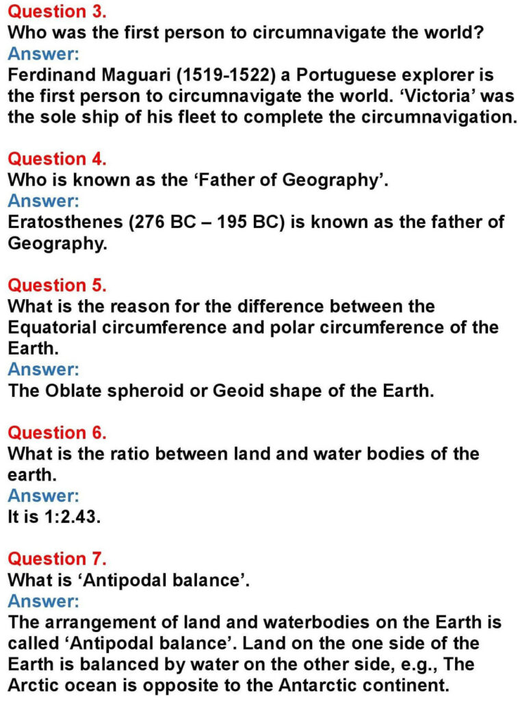 1st PUC Geography Chapter 2: The Earth