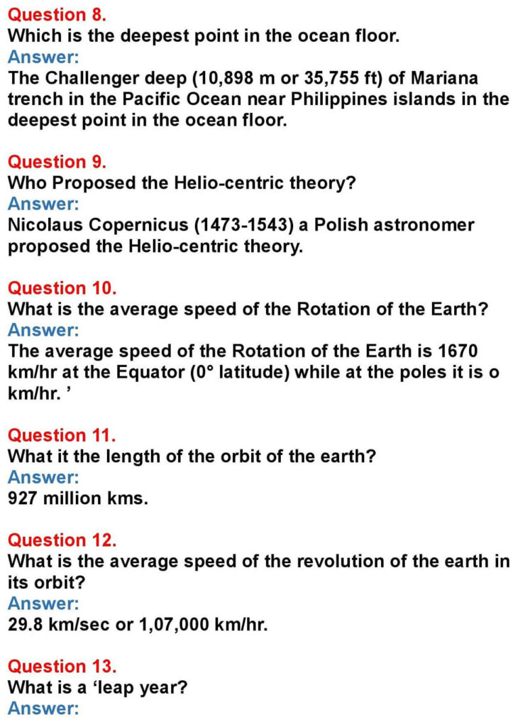 1st PUC Geography Chapter 2: The Earth