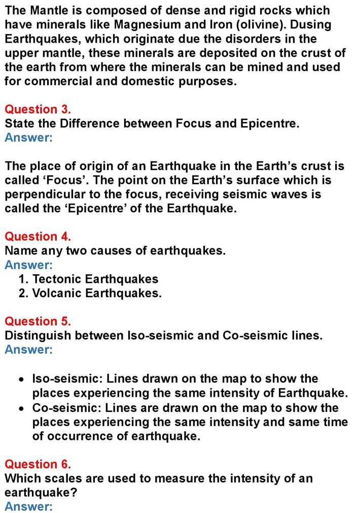 1st PUC Geography, 1st Chapter 3: Interior of the Earth