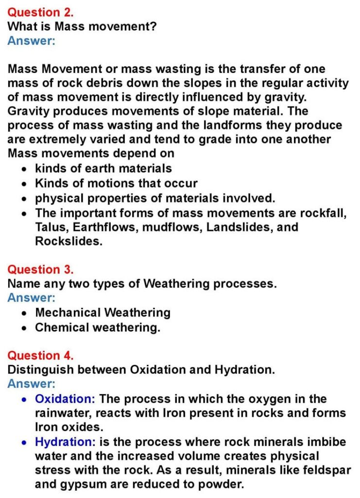 1st PUC Geography Chapter 4: Landforms