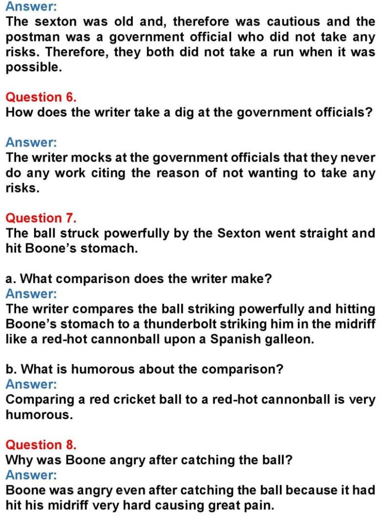 Class10 English Chapter 8 A Village Cricket Match