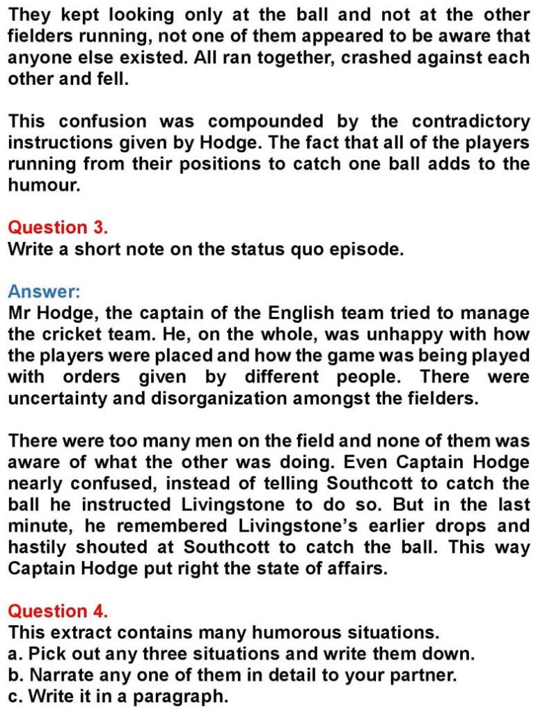 Class10 English Chapter 8 A Village Cricket Match