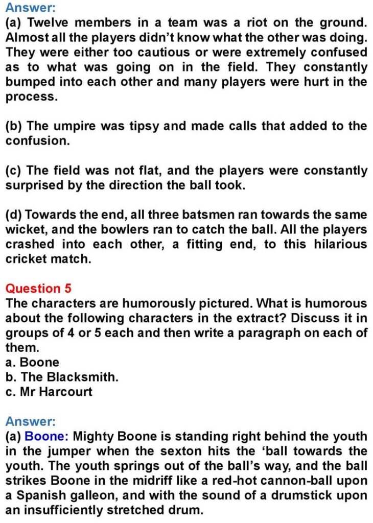 Class10 English Chapter 8 A Village Cricket Match