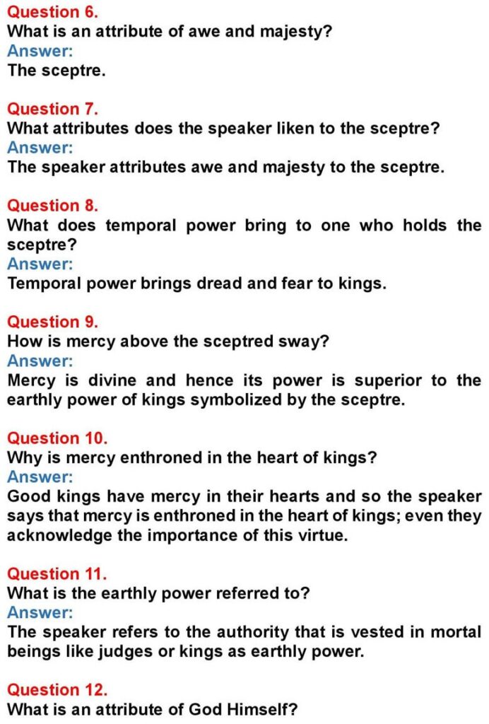 Class 10 English Chapter 2: Quality of Mercy