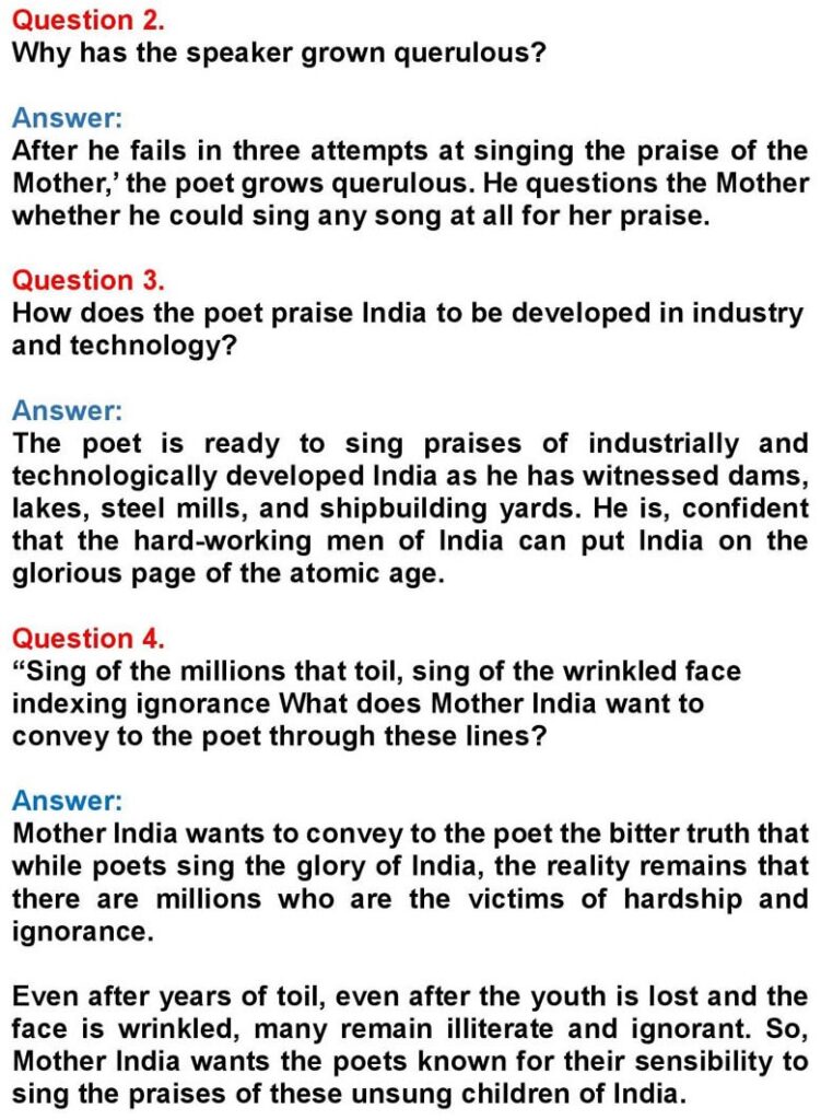 Class 10 English Chapter 4: The Song of India