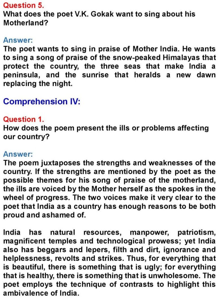 Class 10 English Chapter 4: The Song of India