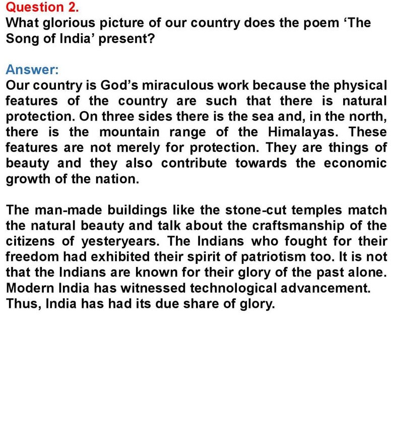 Class 10 English Chapter 4: The Song of India