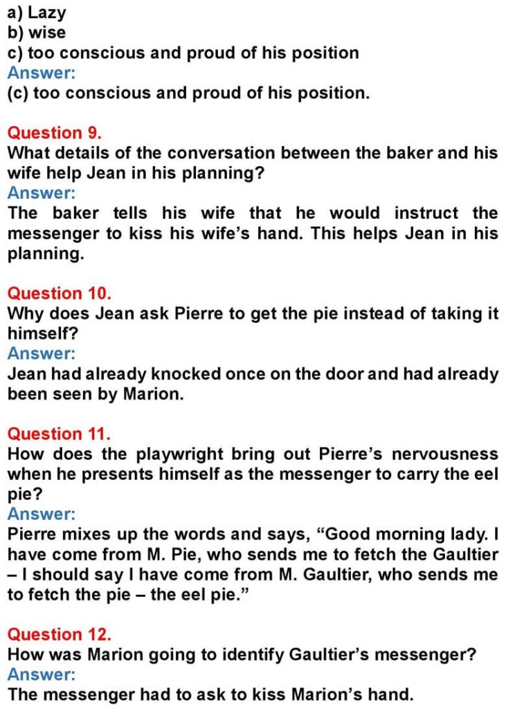 Class 10 English Chapter 10 The Pie and the Tart