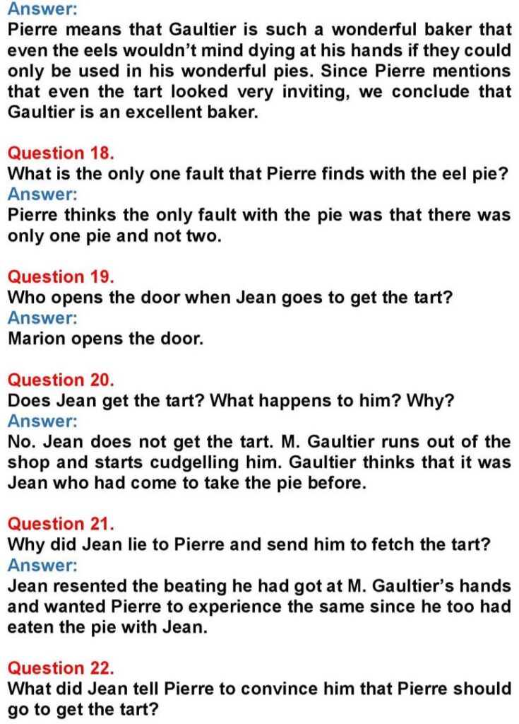 Class 10 English Chapter 10 The Pie and the Tart