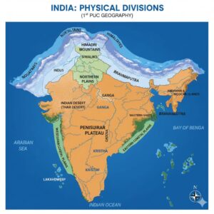 1st PUC Geography Chapter 9 Physiography Q&A